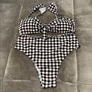Express - Gingham Bikini - High Waisted - Size L